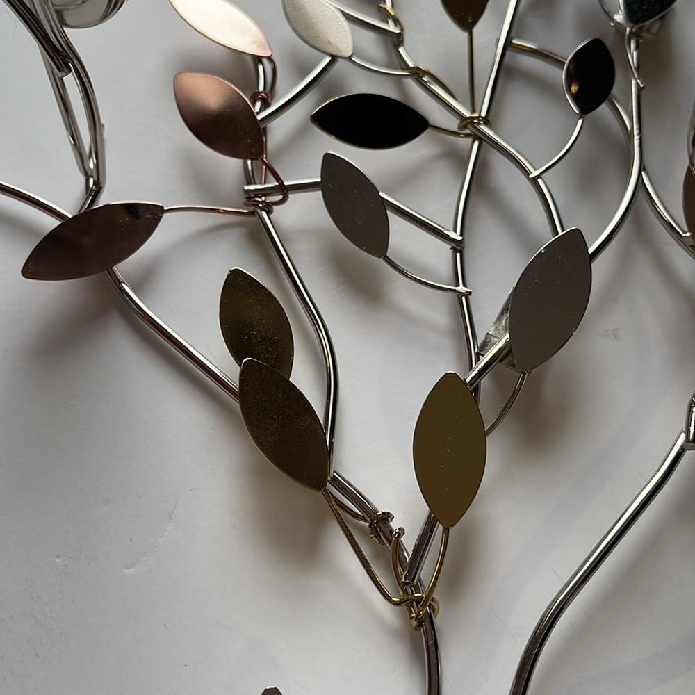 PartyLite Shimmering Leaves tea light wall sconce (silver, gold & copper tones) - Picture 8 of 11